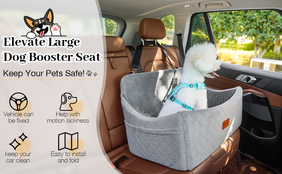 Автокрісло для собак, велике, чорне: м'яка підстилка з Memory Foam, антиковзаюче дно, кріплення для ременя безпеки, легко встановлюється