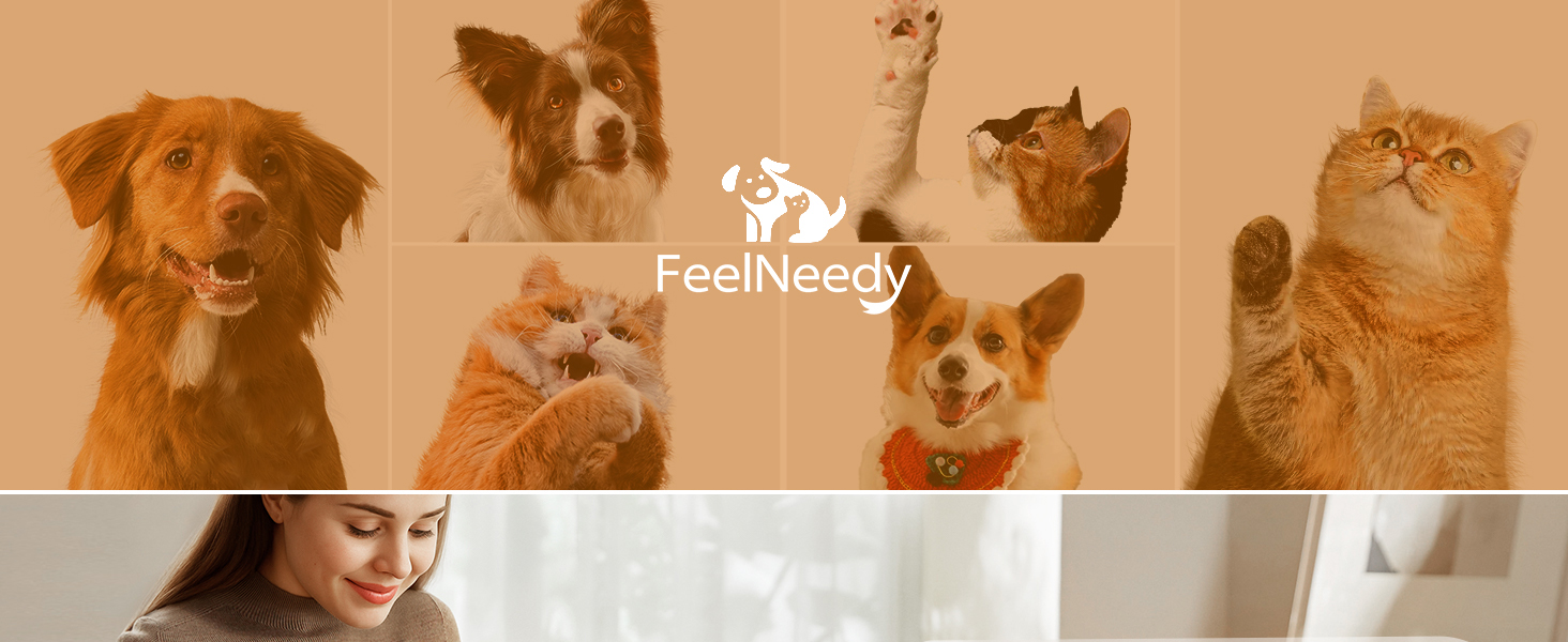Щітка для котів FEELNEEDY з парою, USB-зарядка, для довгої та короткої шерсті, 2 швидкості, оранжева