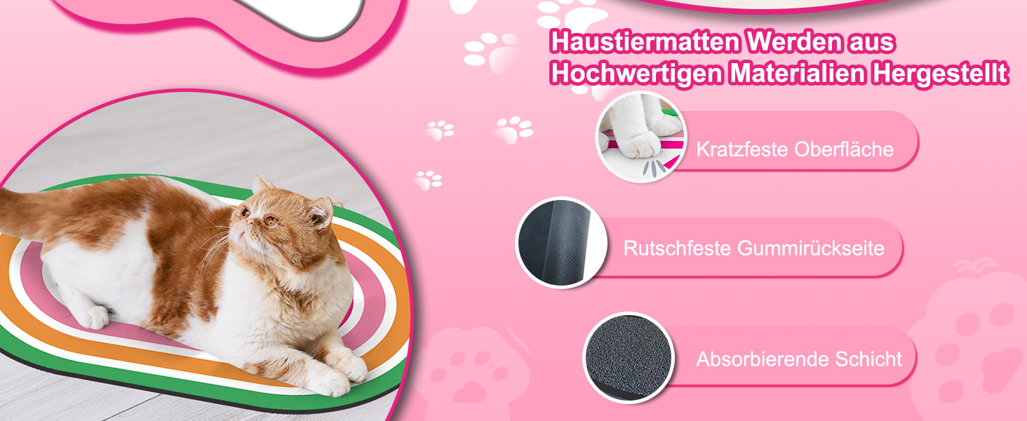 Підкладка під годівницю для собак та котів METEOROCK, 71x43 см, швидковисихаюча, легко миється, рожеве сердечко