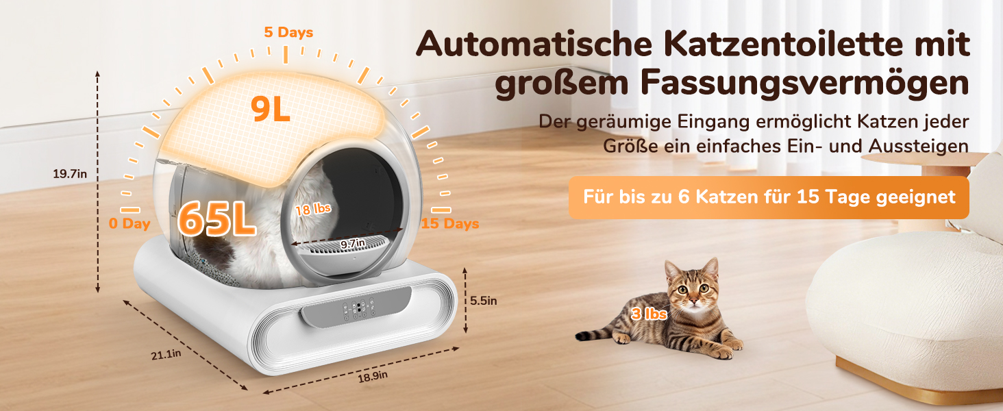 Автоматичний лоток для котів Katzenklo XXL з самоочищенням, керуванням через додаток, датчиком безпеки та усуненням запаху. Великий об'єм для кількох котів.