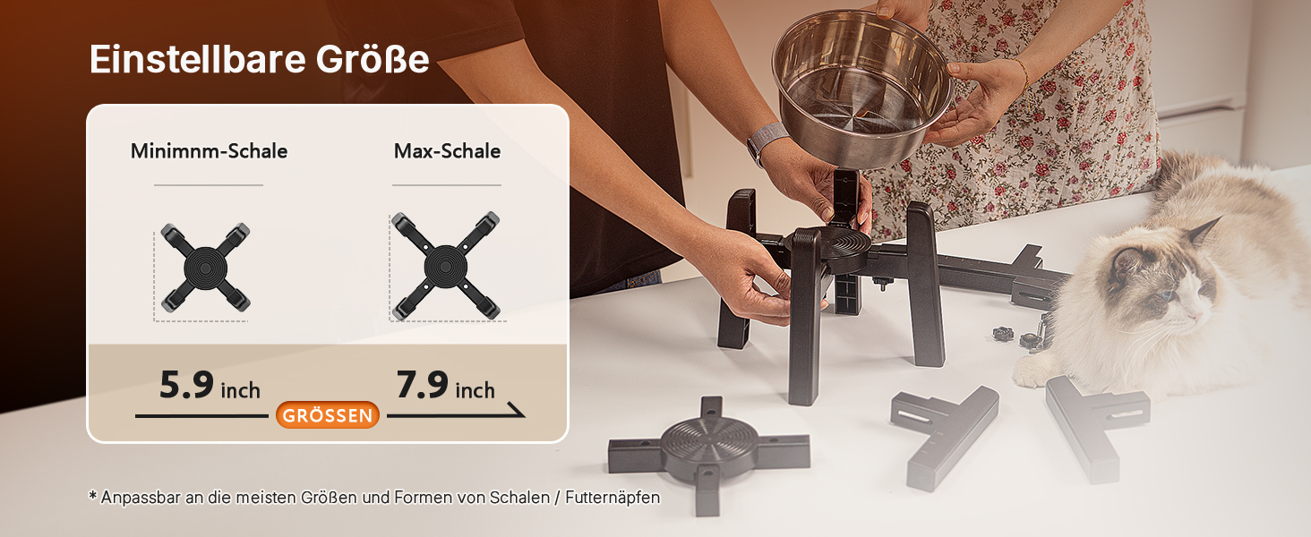 Підставки для мисок для собак JunsPow (2 шт.) - регульована ширина, для середніх та великих собак, стабільні та неслизькі [тільки підставка]