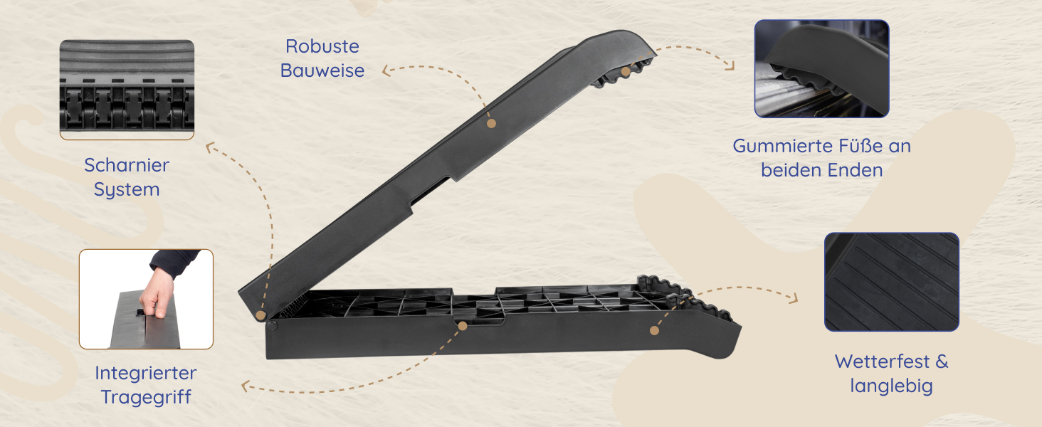 Рампа для собак у машину, складана – 174 см, 38 см – чорна, для великих собак, до 136 кг – підходить для авто та SUV