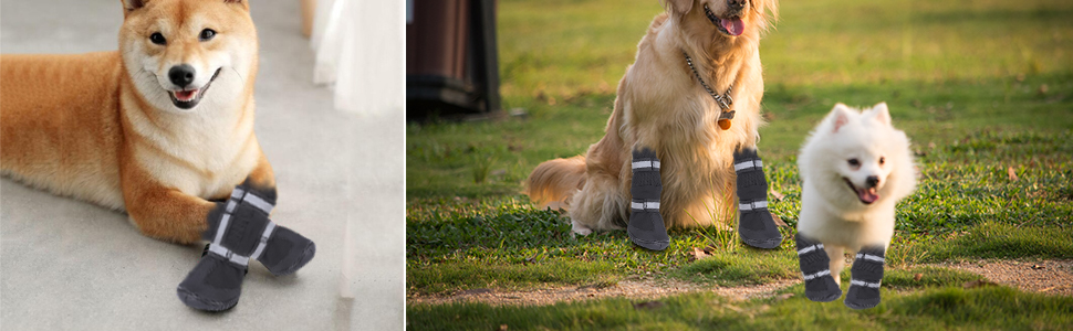 Чоботи для собак Zerodis чорного кольору (4 шт.) - водонепроникні, з антиковзаючою підошвою, теплі захисні чоботи для середніх та великих собак (XL, блакитний)