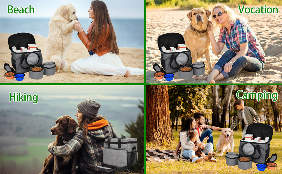 Транспортна сумка для собак та котів на 2 собак, для подорожей, з місткими кишенями та складаними мисками