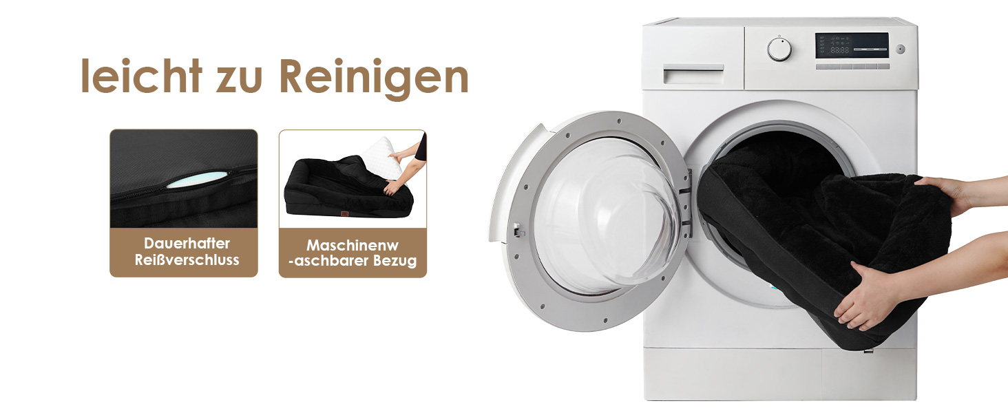 Ортопедичне ліжко для собак великих порід EHEYCIGA, 106.5x76x18.5 см, з піною з пам'яті, миється, водонепроникне, чорне