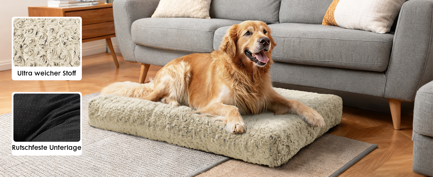 М'яке ортопедичне ліжко для собак Homaxy, великих порід, 89x59x8 см, темно-сірий колір, з антиковзною основою, миється