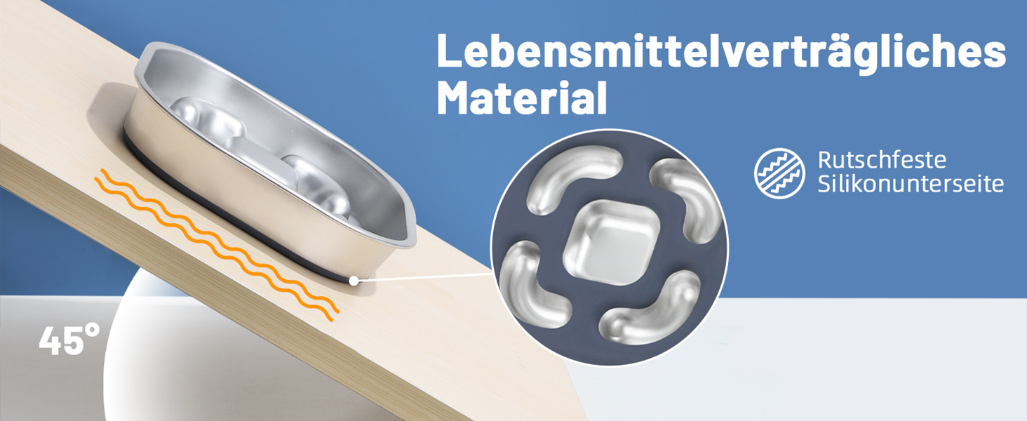 Антислизька годівниця для собак Nayelf з нержавіючої сталі 304, з силіконовим дном, 23*23*4.5 см