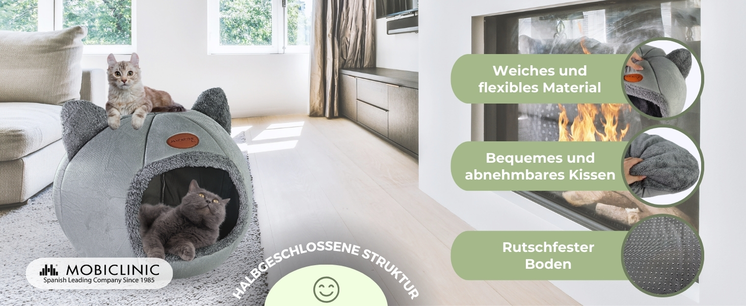 Кішкам - затишок: лежанка-гніздо Mobiclinic® Pets, сучасний дизайн, легко прати, зручне крісло