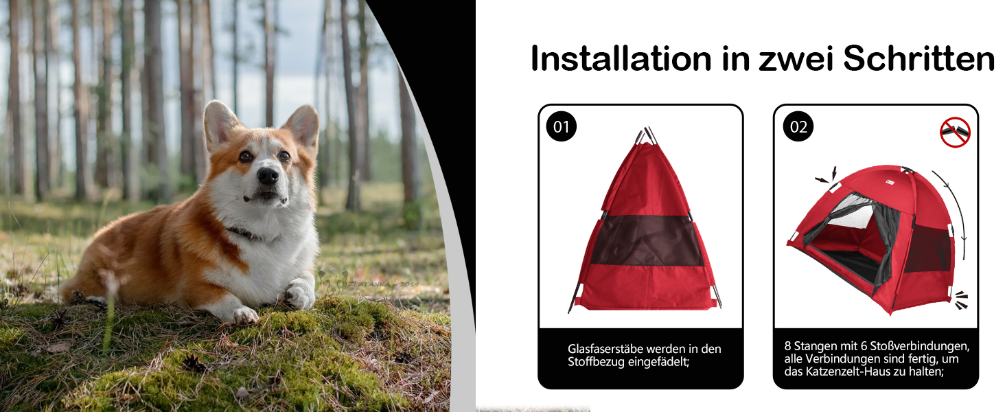 Зручне ліжко-будинок для собак та котів Babyezz, Tipi, червоний, L