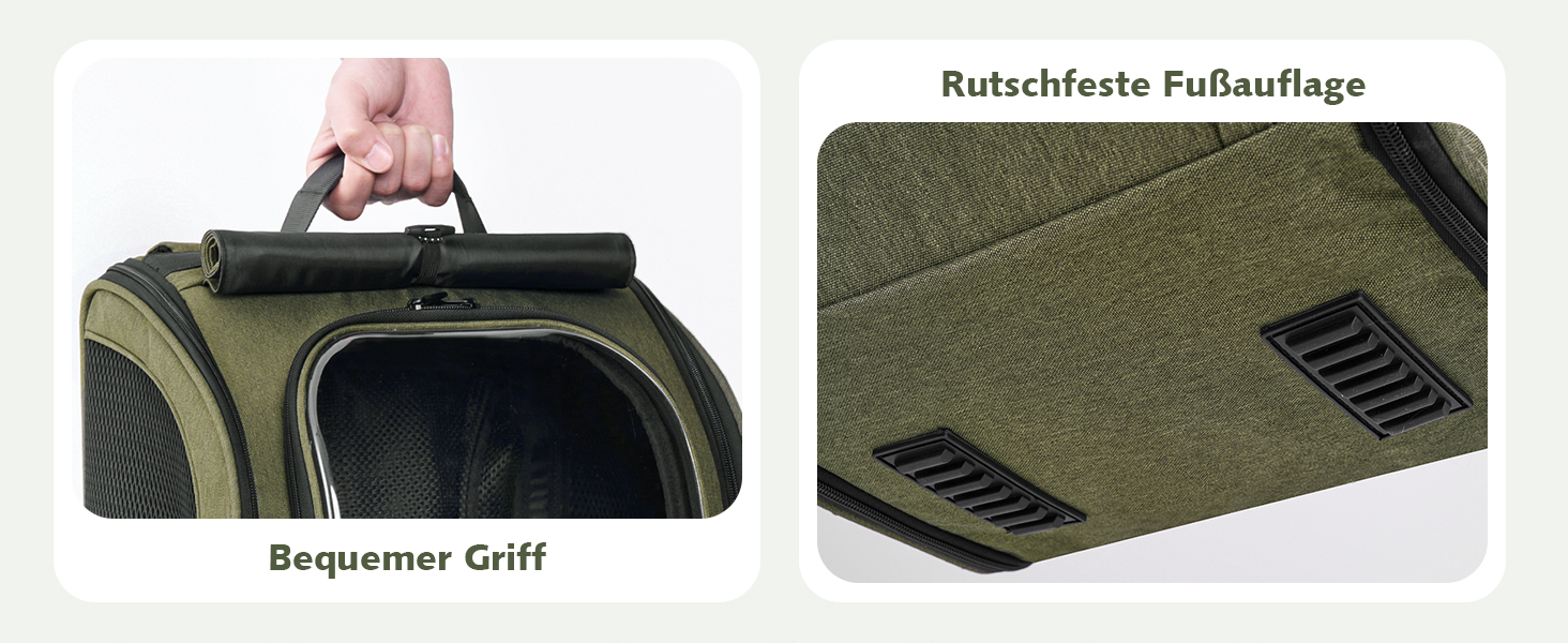 Пекют Рюкзак-переноска для кота з віконцем-бульбашкою, великий (32x26x42 см, хакі)