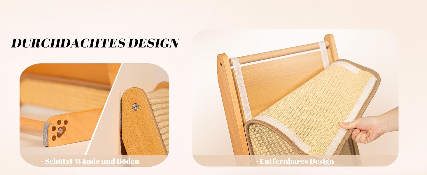 Котячий когтетоп CheerPals L-подібний з сизалю та масиву буку (63см)