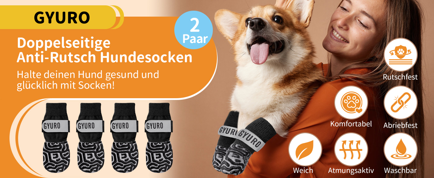 Шкарпетки для собак з антиковзким покриттям та регульованими ремінцями для захисту лап на твердих підлогах (Чорний, XL)