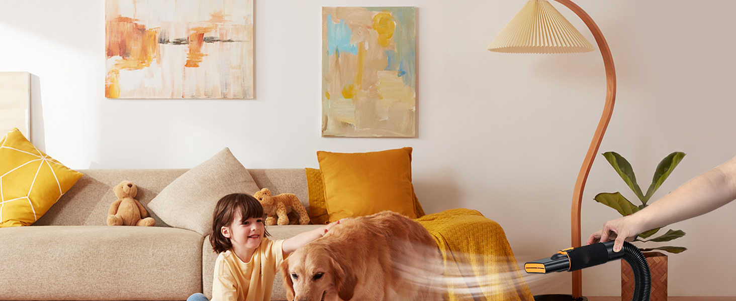 Набір для догляду за шерстю собак 3-в-1 Mxmoonant: пилосос, сушарка, триммер. Регулювання потужності та температури, 7 насадок, сумка для зберігання та рушник