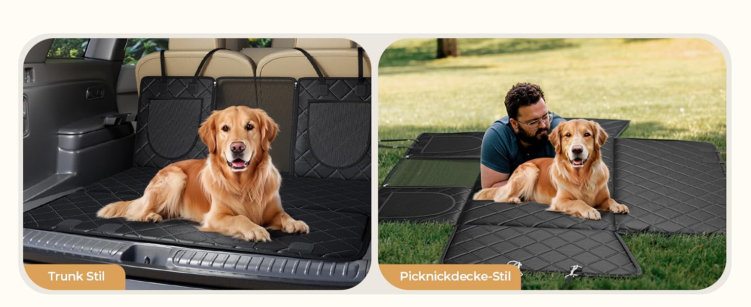 Килимок для собак у машину з жорсткою основою | Водонепроникний, антиковзний, захисний чохол на заднє сидіння авто | Килимок-матрас для собак XXL з 6 шарами та 2 фіксаторами для ременів безпеки