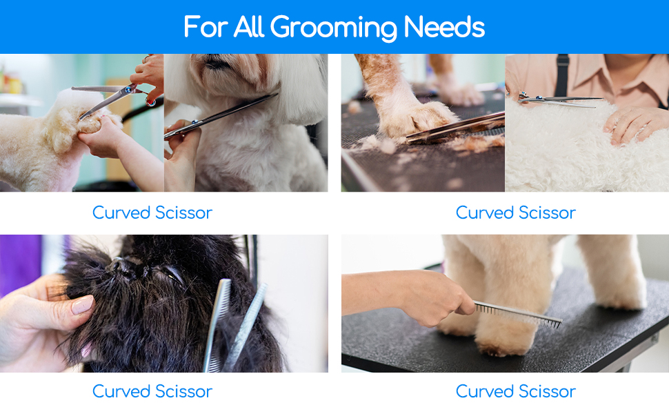 Набір професійних ножиць для собак Nobleza Hundeschere Set Profi: 4 в 1 (з круглим ножем, безпечною на кінчику, для собак, котів, тварин)