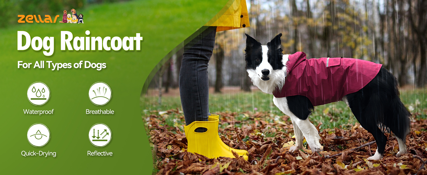 Дощовик для собак Zellar Hunderegenmantel з капюшоном, отвором для коміра та світловідбиваючими смугами, ультралегкий, дихаючий, 100% водонепроникний, синій, 6XL