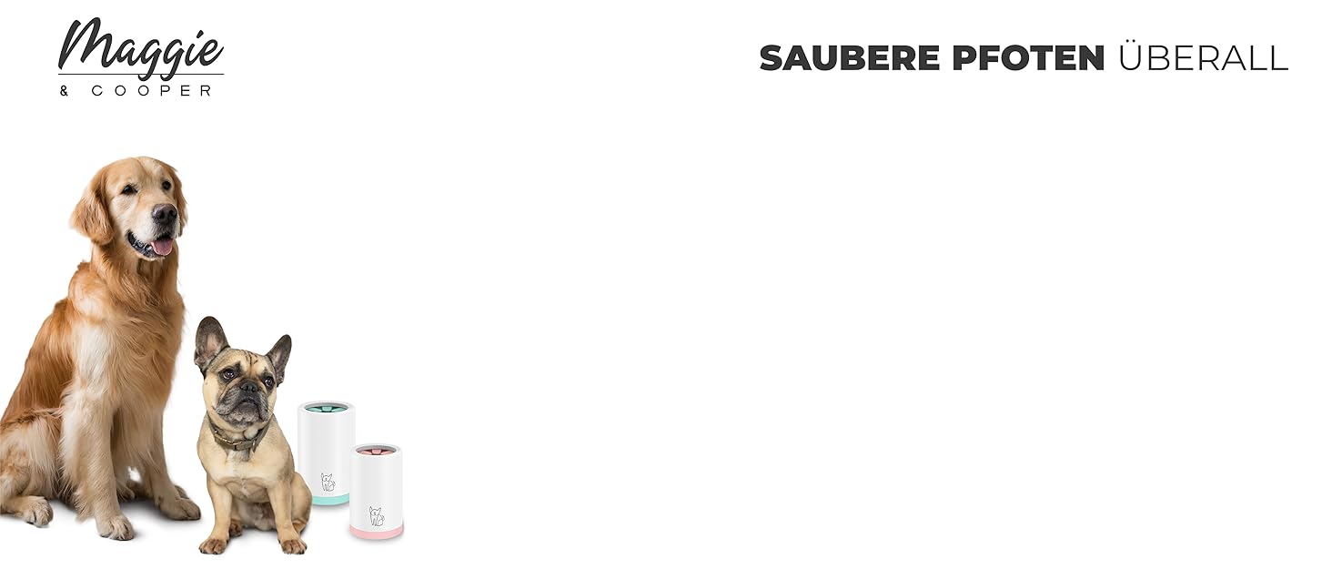 Очисник для лап тварин Maggie & Cooper (розмір S, колір: рожевий) | чисті лапки | з мікрофібровим рушником | 2 розміри | придатний для миття в посудомийній машині | м'які щітки