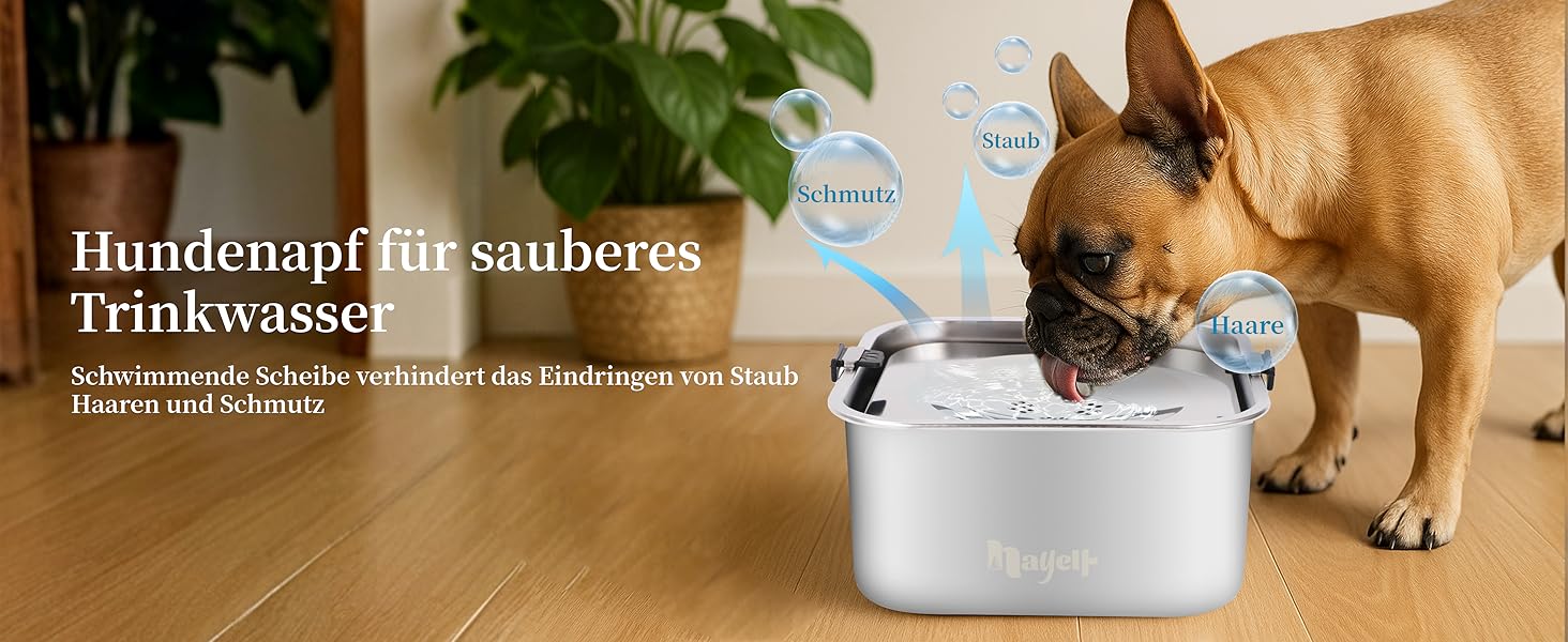 Миска для собак Nayelf 3L без обливання, з нержавіючої сталі 304, з антиковзним дном, для великих та середніх собак, придатна для миття в посудомийній машині