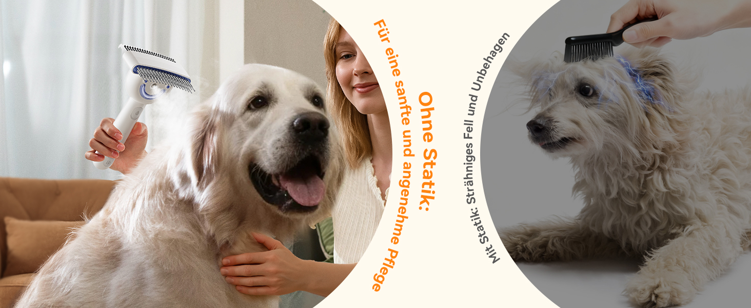 Щітка для вичісування підшерстка собак та котів FEELNEEDY, 4 в 1, для довгошерстих порід, 23+35 зубців, двосторонній спрей, 2 щітки з кожної сторони