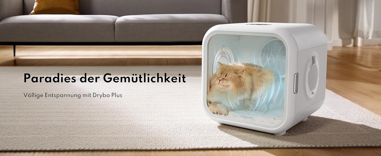 Haustiertrockner HomeRunPet Drybo Plus: Безшумний, автоматичний фен для собак та котів (50л, білий)