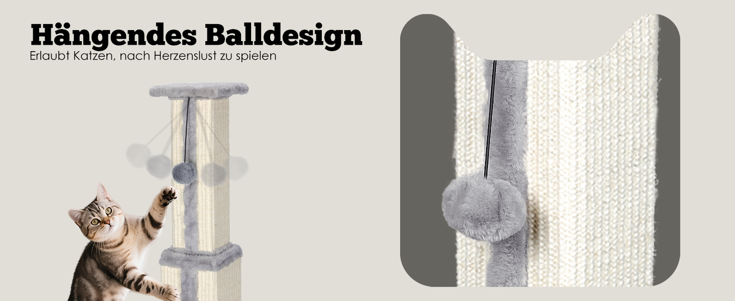 Котячий будиночок-когтеточка Eukue 80 см: велика платформа, мотузка з сизалю, стабільна база. Ідеально для кошенят та дорослих котів. Білий когтеточний комплекс