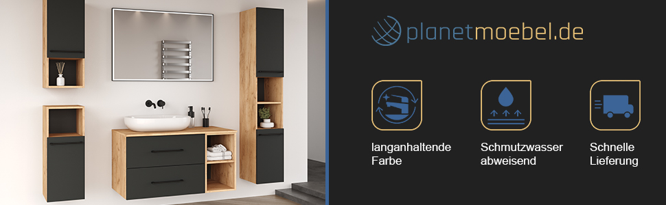 Пенал для ванної Planetmöbel LUX 30x75x32 см, дуб золотий/антрацит, вузький шафа для ванної кімнати