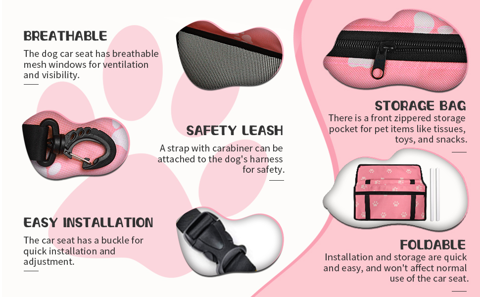 Автомобільний лежак для собак та котів, Oxford, 40x32x24 см, рожевий