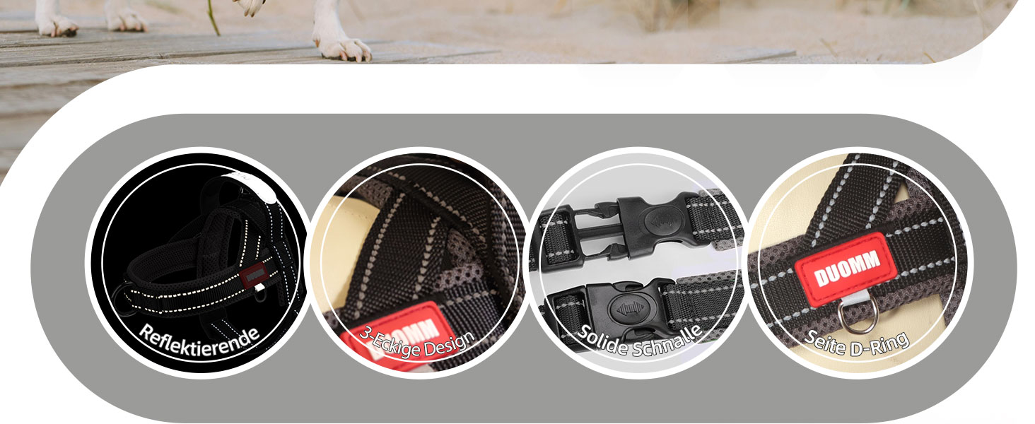 Нашийник для собак середніх та маленьких порід з повідком, кольоровий, сітка, м'який, з ручкою та кільцем, світловідбиваючий, легкий, чорно-сірий, розмір M