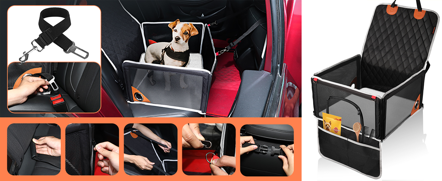 Автокрісло для собак - комфортне та дихаюче, для маленьких та середніх порід. Зручне, складне автокрісло для собак для заднього та переднього сидіння.