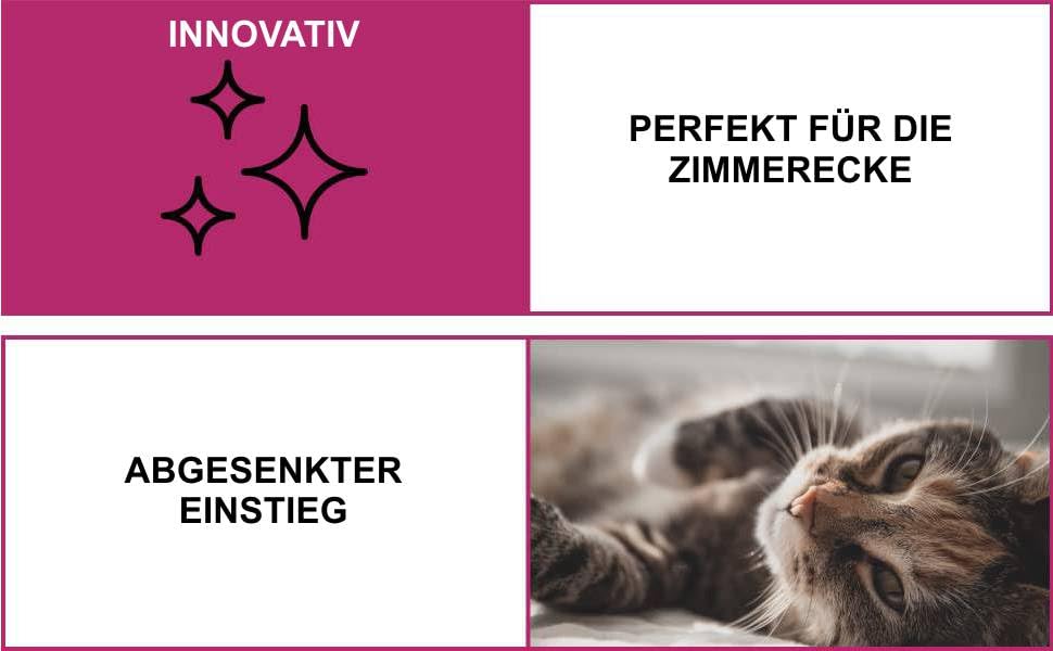 Торгівля котячий туалет кутовий XXL, модель Memphis, чорно-білий з бортиком