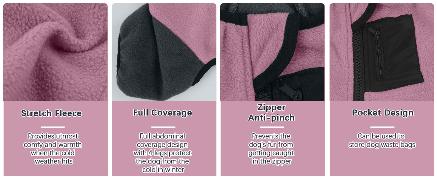 Флісовий теплий одяг для собак: куртка, светр з коміром-гетром, зимовий одяг для собак (Рожевий, M)