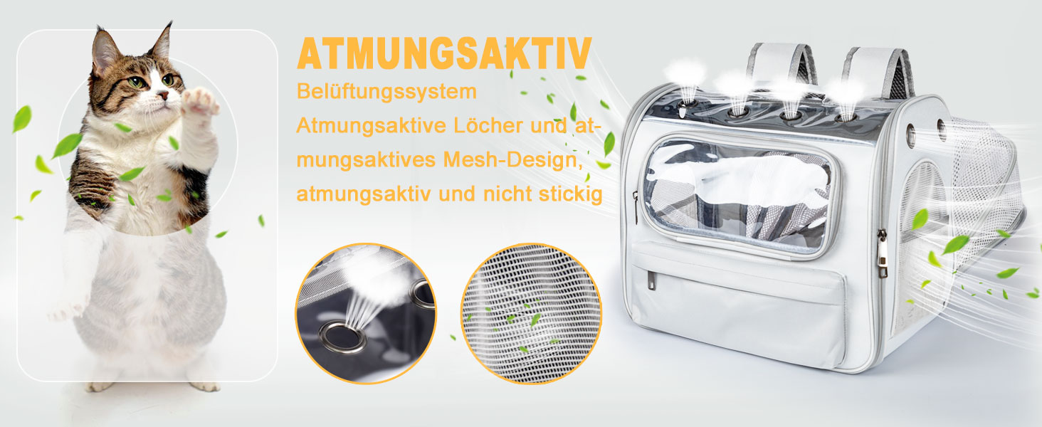 Розширюваний рюкзак для котів та маленьких собак Onebarleycorn, рюкзак-переноска для котів, сірий, до 8 кг