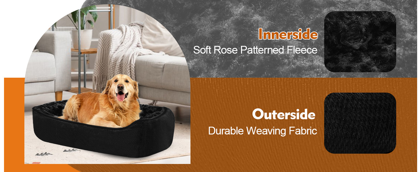 М'яке ліжко для собак Muecleao, зручне собаче ліжко з плюшу, коврик для собак та антиковзний собачий кошик для маленьких та середніх собак (Чорний, 60x50x14 см)