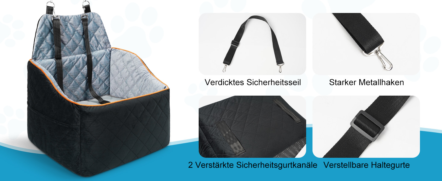 Автомобільний собачий сидіння для собак великих та середніх порід до 45 кг, знімний та пральний, з безпечними ременями та неслизьким дном для заднього сидіння авто