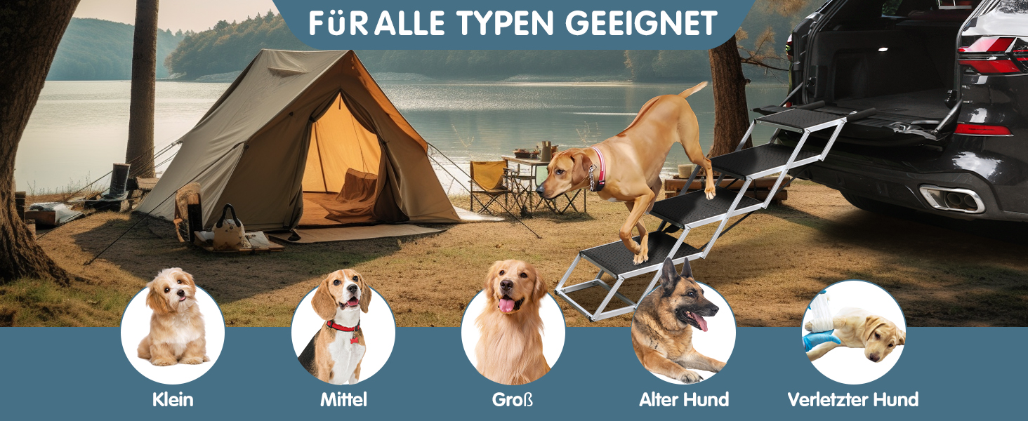 Східці для собак у машину SDLDEER, 4 сходинки, складані, регульована висота, до 80 кг, 64-68 см