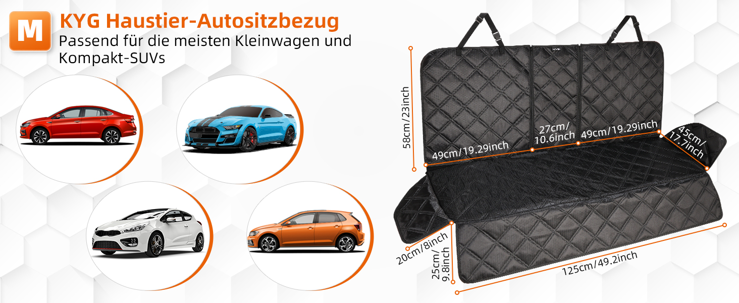 Захисний килимок для собак у машину KYG, вологостійкий, знімний, сумісний з Isofix, 128x58x45 см