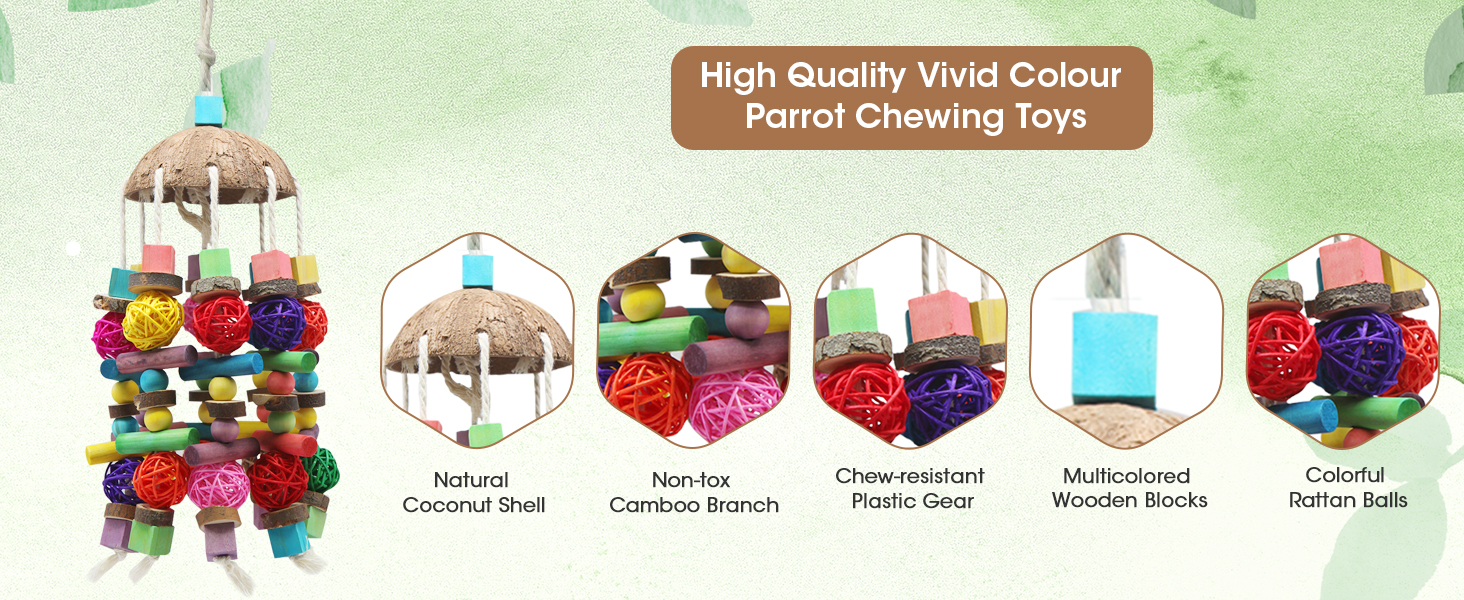 Іграшка для папуг MQUPIN - великий дерев'яний блок для калювання, лазіння та чищення (400 г)