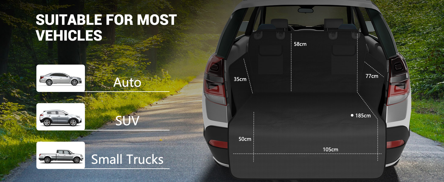Захист для багажника автомобіля від бруду та подряпин для собак, універсальний, 185x102 см, 600D, водонепроникний, чорний