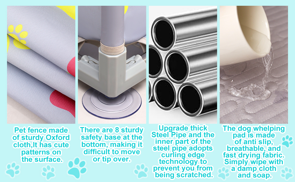 Клітка-манеж для тварин з нержавіючої сталі та міцного тенту, сіра та синя, для великих собак, котів та дрібних тварин