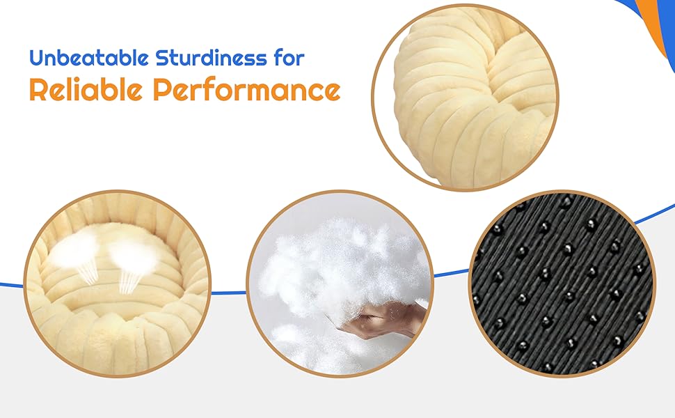 Кругла лежанка для собак YAGE, 60 см, плюш, антистрес, ортопедична, бежева. Також підходить для котів.