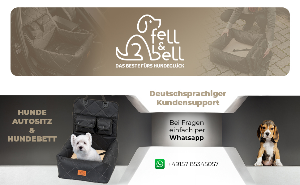 Автокрісло для собак середнього розміру Fell&bell, чорного кольору | 2-в-1, зручне та стильне, для подорожей