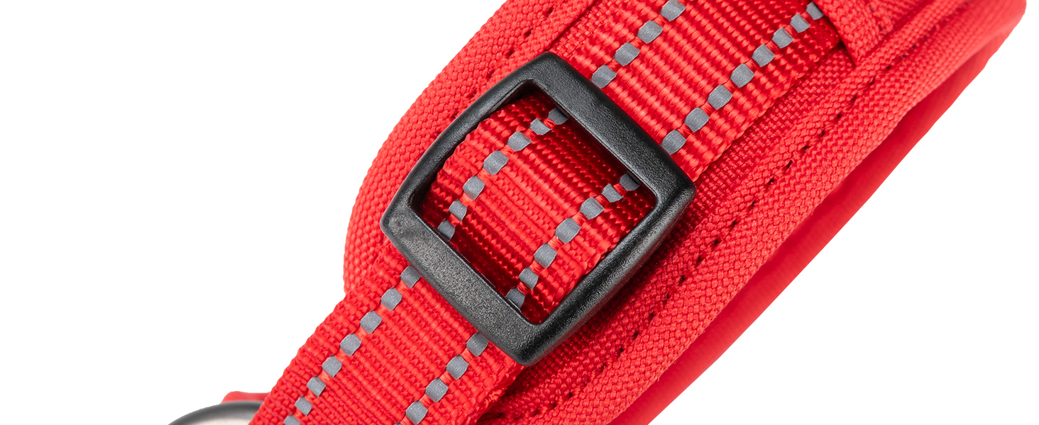 Нашийник для собак EXCELLENT ELITE SPANKER з PU матеріалу, з пряжкою, регульований, для малих, середніх та великих собак, чорний, червоний, синій (RED-L)