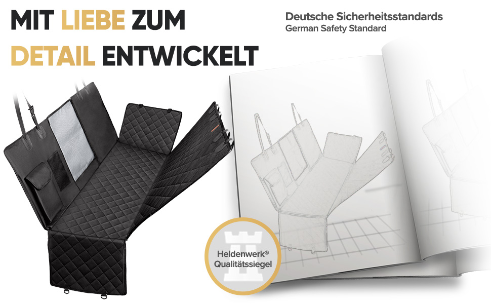 Захисна автомобільна накидка для собак HELDENWERK: водовідштовхувальна, стійка до подряпин, універсальна, з боковим захистом та оглядовим вікном