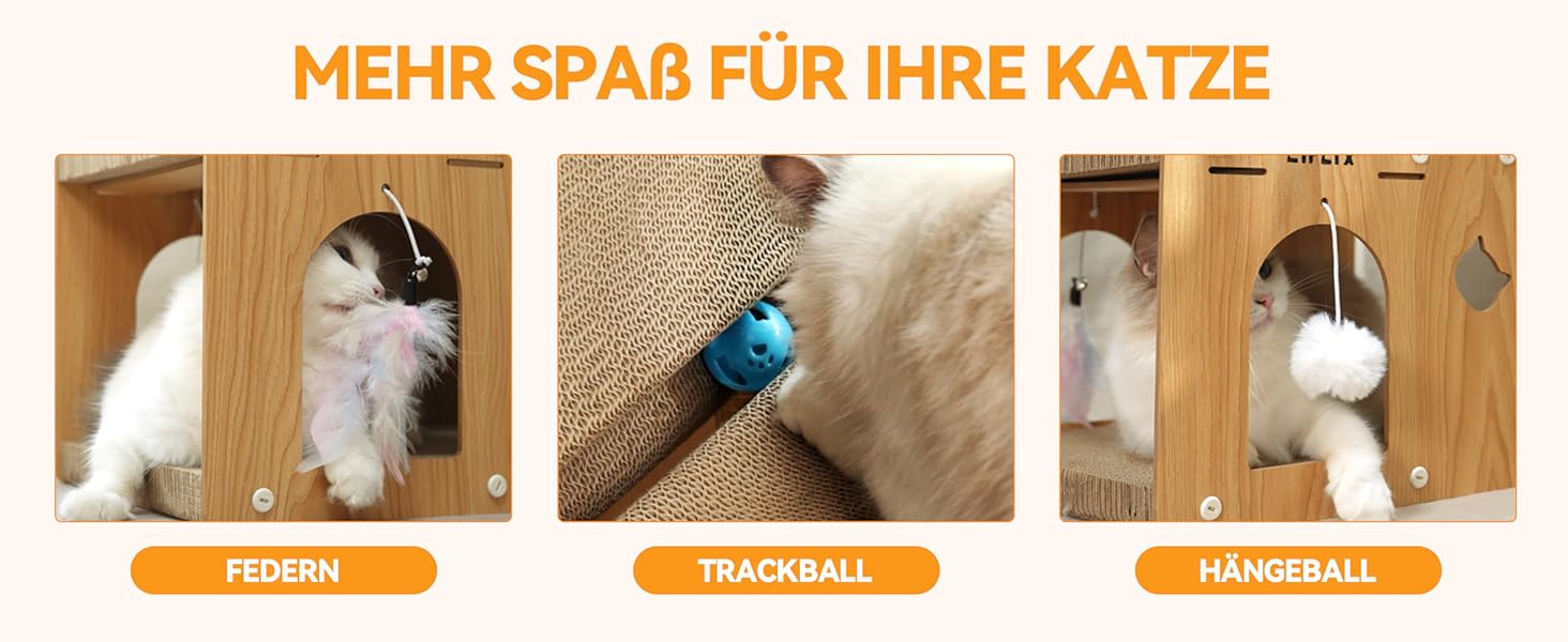 Крізь-дошка для котів LIFLIX L-подібної форми, 67 см, з будиночком для ігор та відпочинку, захист меблів