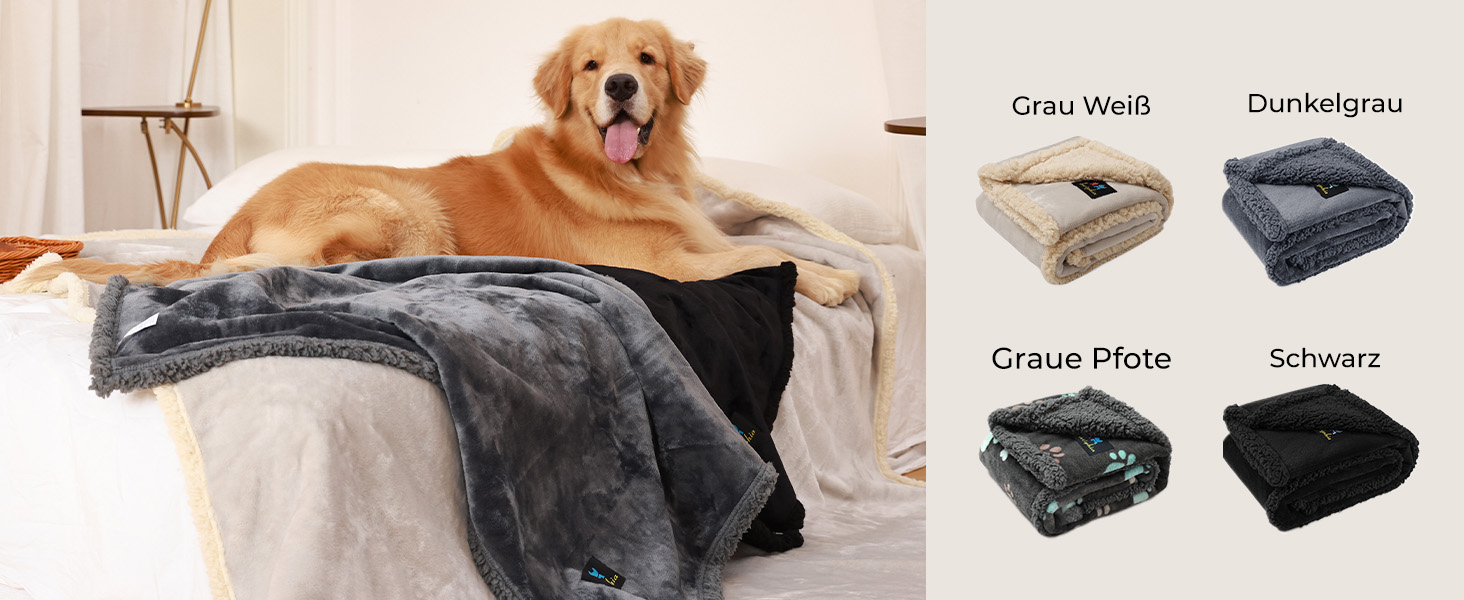 Водонепроникний килимок для собак Luciphia, плюшевий, з флісу, для дому та вулиці, захисний для дивану, ліжка, автокрісла, меблів, сірий, розмір L (145 x 165 см)