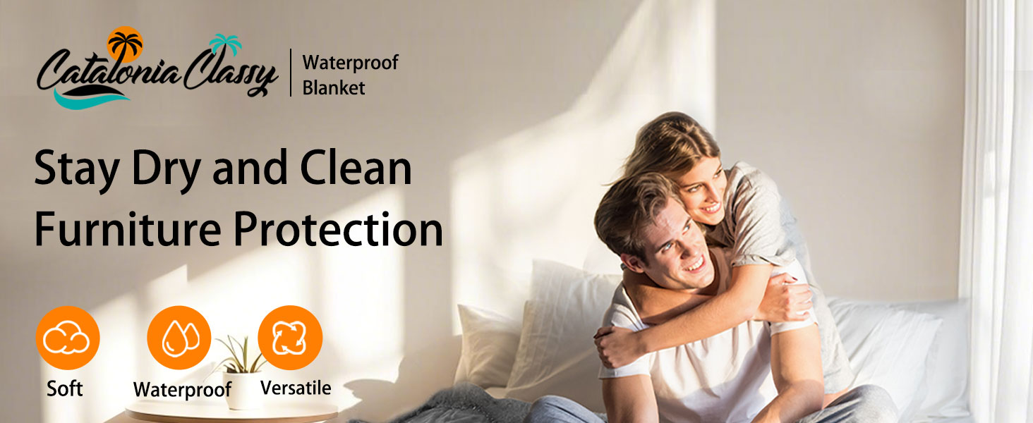 Водонепроникний плед Catalonia Classy: захист дивану та ліжка, 152 x 127 см, Navy/Taupe