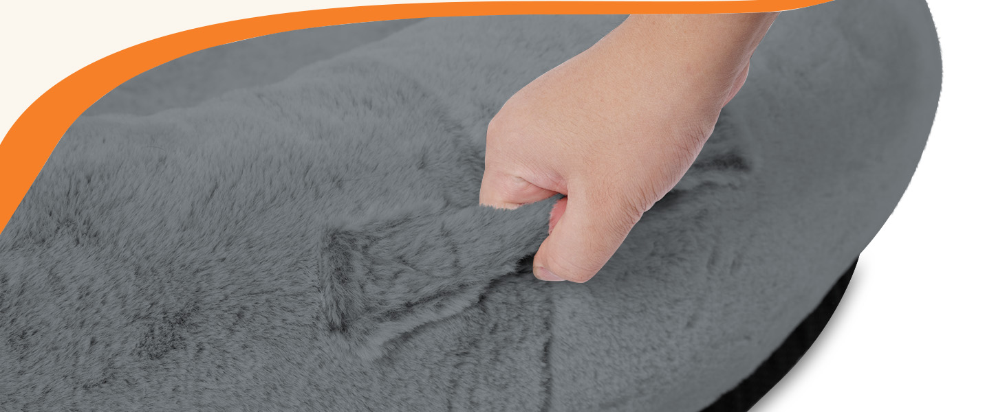 Крісло-мішок для собак та людей NESTROAD, 180x114x35 см, сірий, з штучним хутром, подушкою та ковдрою