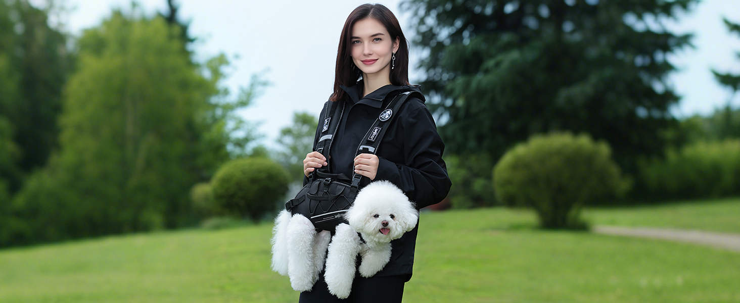 Сумка-переноска та повід для собак, повід для собак з підтримкою, регульовані, дихаючі, м'які ремені для собак, ідеально підходить для собак з обмеженими можливостями, розмір M (4–8) кг, чорний