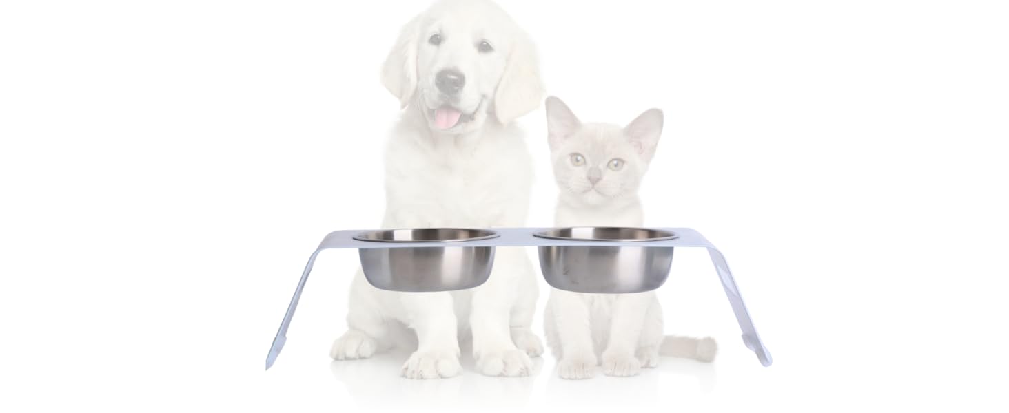 Підвищена годівниця для котів PETLINUS: ергономічна миска з нержавіючої сталі та металу, для котів та маленьких собак
