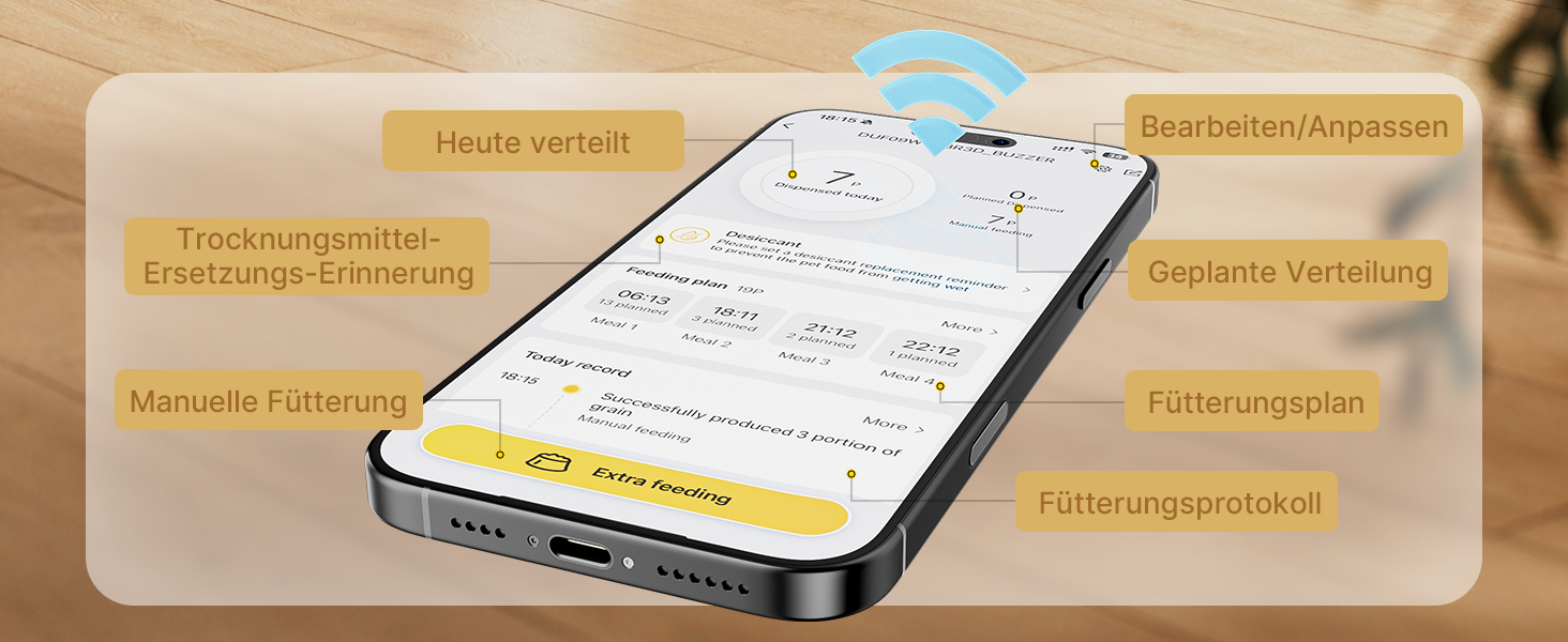 Автоматична годівниця для котів та собак 5л з WiFi, управління через додаток - чорна